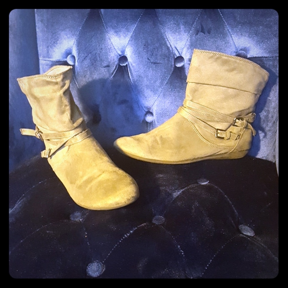 Grey suede booties